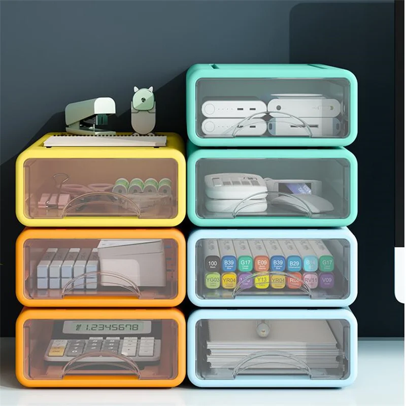 

Drawer Type Plastic Storage Container Stackable Desk Closet Organizer Box for Cosmetics Home Office Stationery Storage Holder