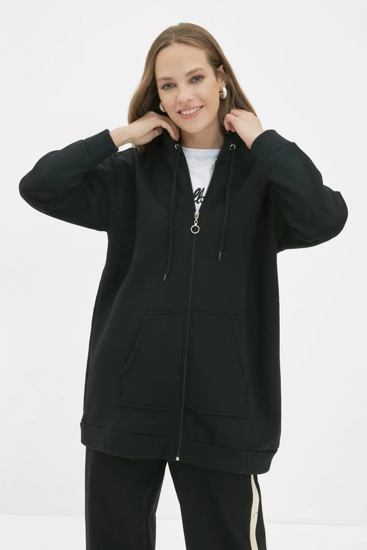 Трикотажная Толстовка с капюшоном на молнии TCTAW22TW0140 | Женская одежда