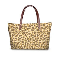 leopard style print clutch bag daily portable women girls handbag inside zipper pocket outdoor tote bags