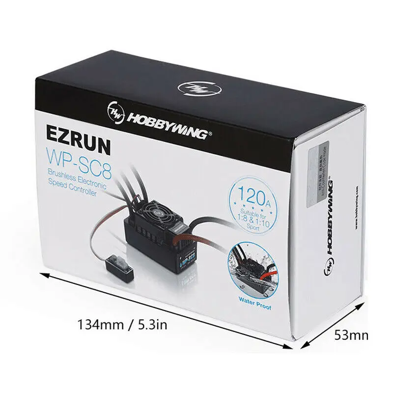 HobbyWing EZRUN WP-SC8 водонепроницаемый 120A бесщеточный ESC для 1/10 1/8 RC автомобиля 2s 3s фотоаккумулятор