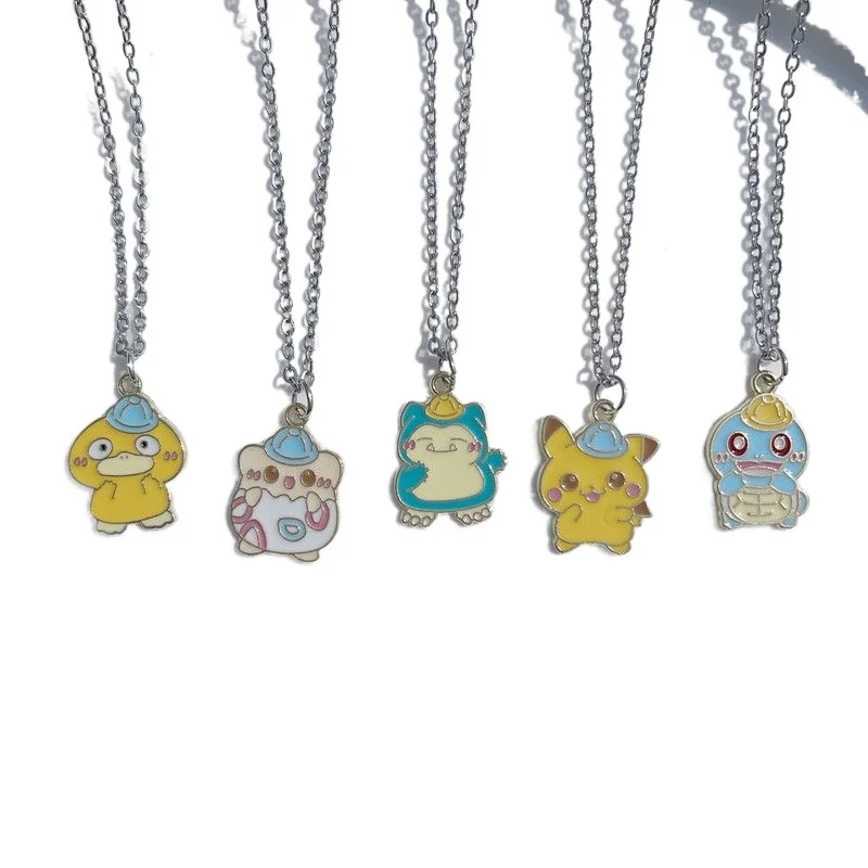 

New pokemon pikachu Psyduck snorlax creative cartoon animation peripheral Q version necklace cute kawaii gift pendant wholesale