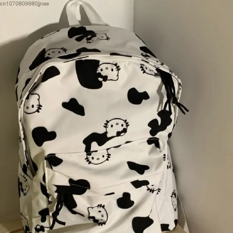 Hello Kitty Cartoon Cow Series Junior High School Students Original Cute Fun College Large Capacity Backpack Girl Anime White images - 6