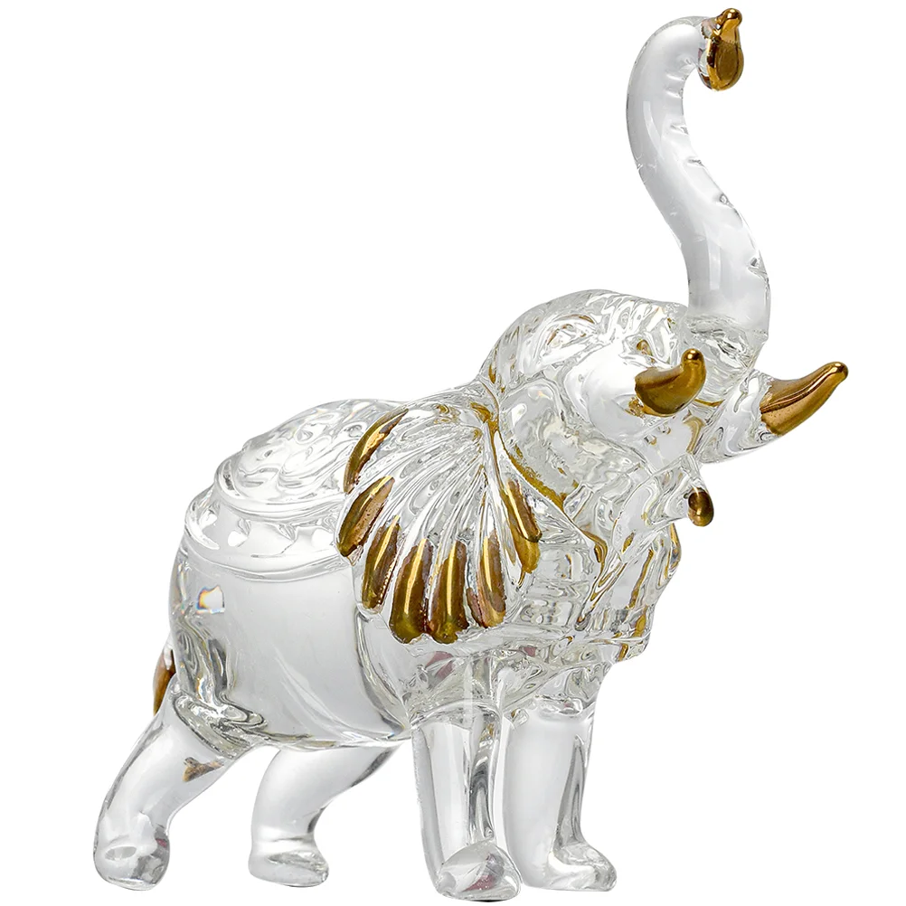 

Elephant Statue Crystal Figurine Sculpture Animal Hand Blown Wealth Trunk Decoration Decor Crafts Ornaments Figures Ornament