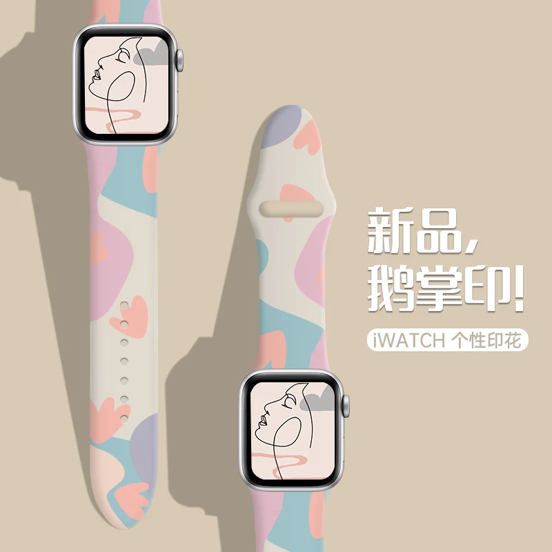 

Ремешок силиконовый для Apple Watch Band SE 8 7 6 5 4, браслет в стиле Моранди 44 мм 45 мм 49 мм, Solo Loop для iWatch, 40 мм 41 мм