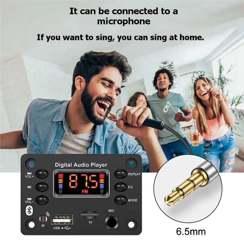 Фото Плата MP3-декодера AS95 для автомобиля с усилителем 2x25 Вт, Bluetooth, DC12-15В, аудиомодуль с микрофонным интерфейсом №5