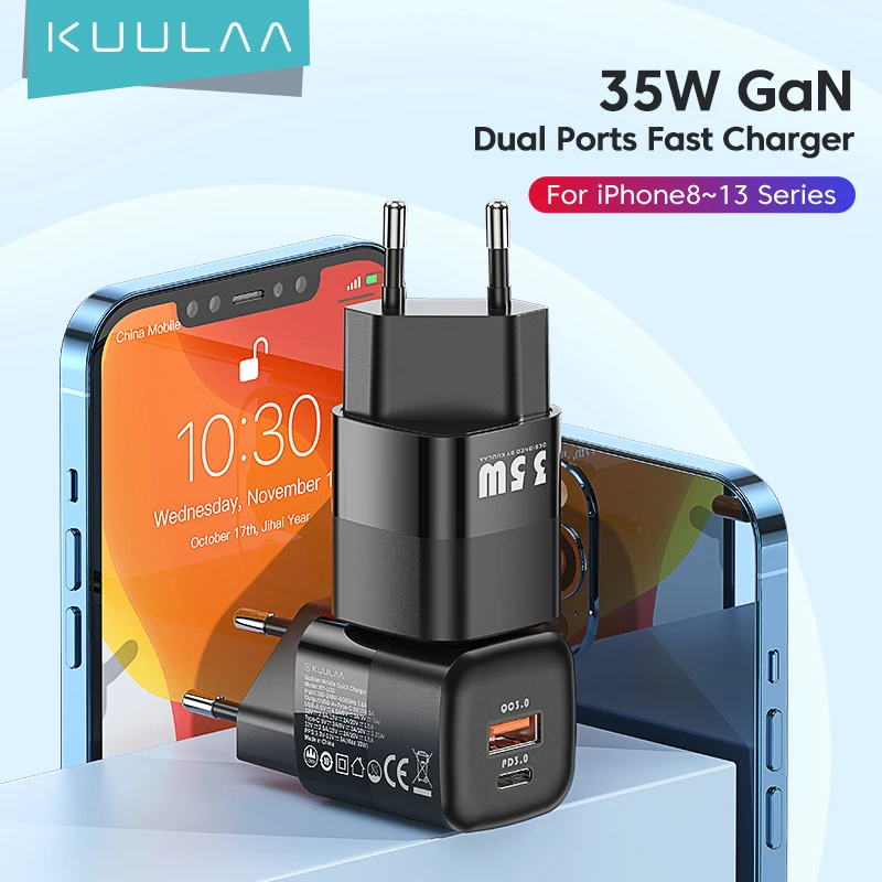 

KUULAA USB C Charger 35W GaN Type C PD Fast Charging For iPhone 15 14 13 12 11 Pro Max XS 8 Plus For iPad Air 4 iPad Mini Huawei