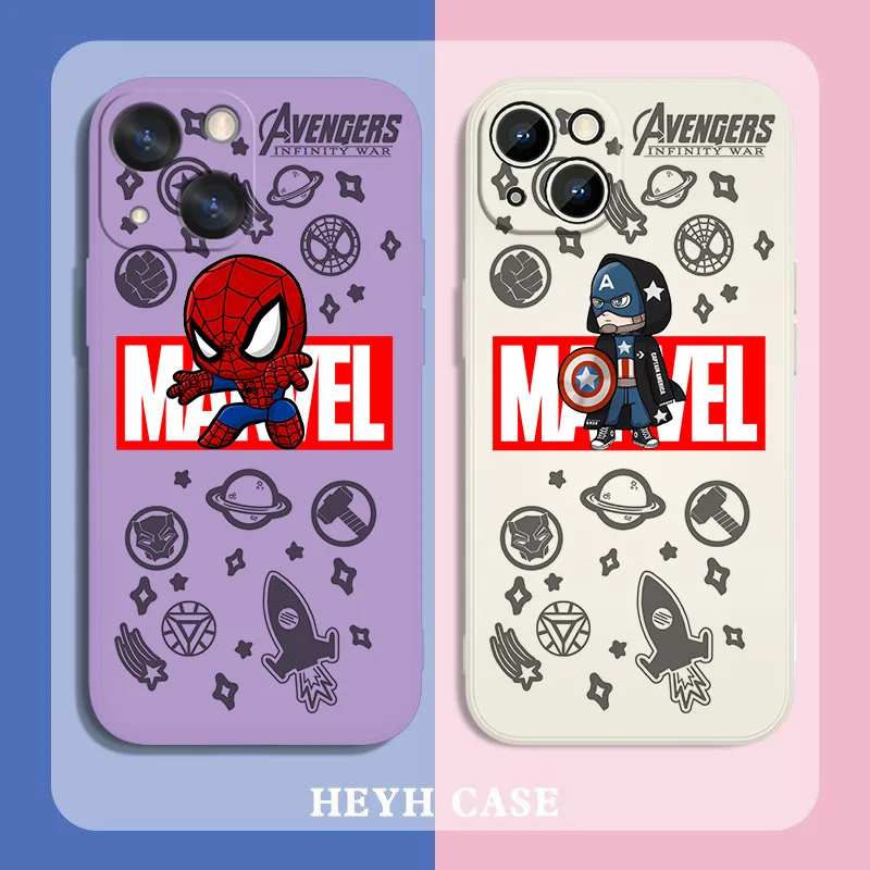 

Marvel heroe Spider-Man Phone Case For iPhone iPhone 14 13 12 11 Pro Max mini XR XS X 8 7 6S 6 Plus Liquid Rope Cover Back Soft
