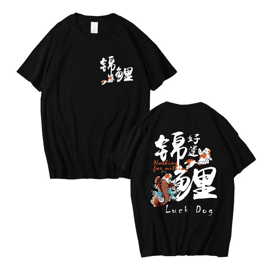 

Japanese Carp Cat Printed T-shirt Summer short sleeve T-shirt retro T-shirt Punk street T-shirt