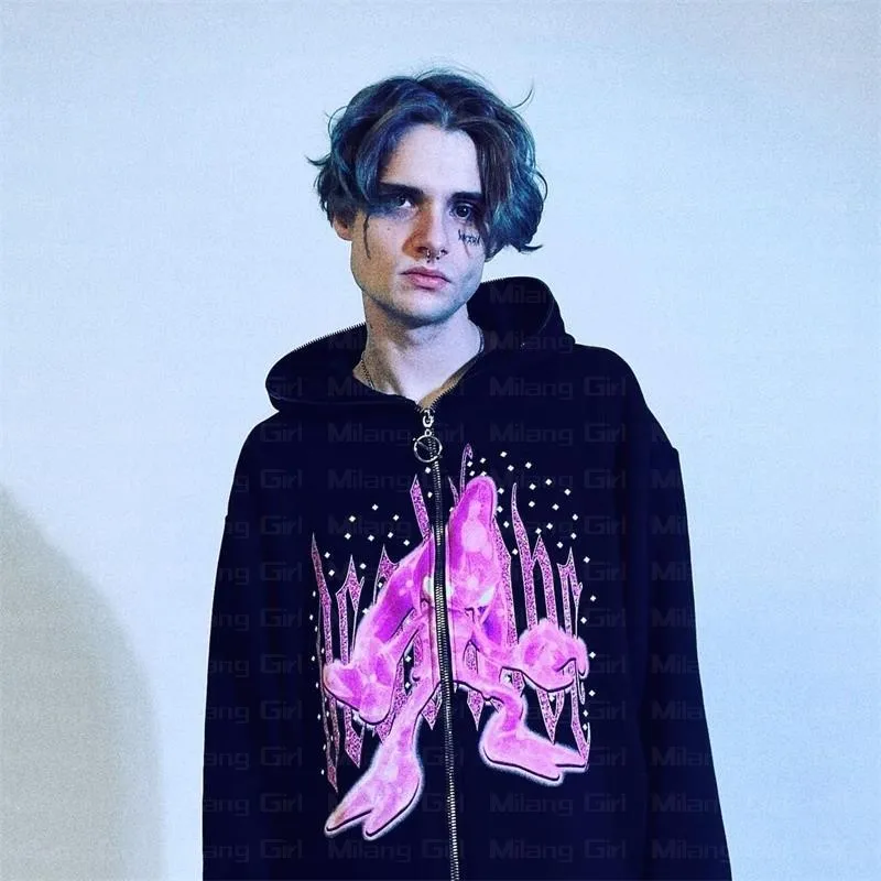 Женская толстовка с капюшоном на молнии в стиле хип-хоп