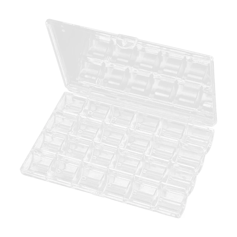 

Plastic Storage Box 24 Grid Empty Clear Nail Art Glitter Rhinestone Crystal Organizer or Home Bathroom Bedroom Dormitory Ring