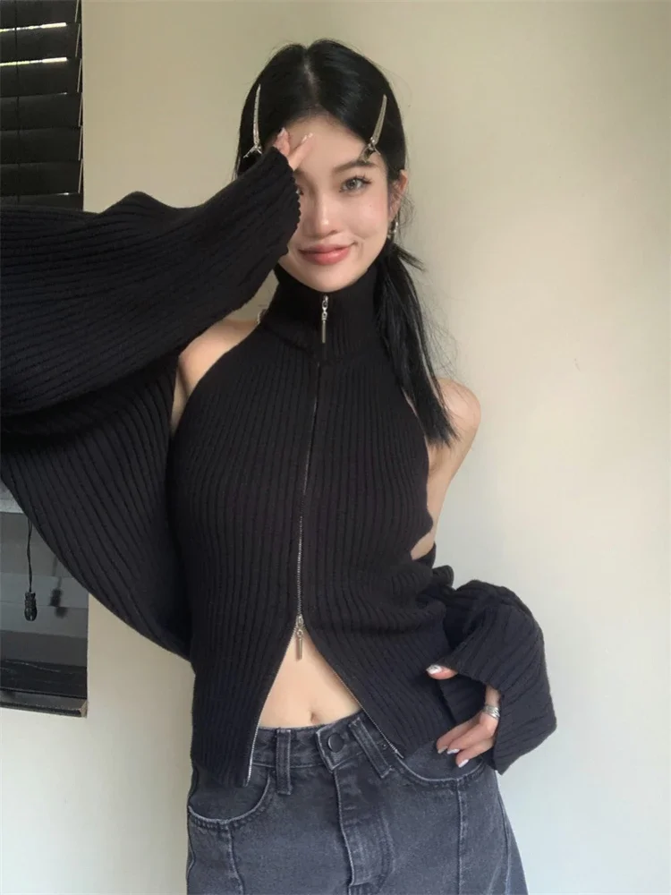 Женский комплект из двух предметов Woherb винтажный кардиган и жилет на молнии без