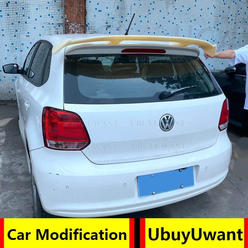 

Подходит для 2011-2019 VW Polo R GTI Rline спойлер из АБС-пластика углеродного волокна вид хэтчбека Кровля крыши заднего крыла корпуса комплект аксессу...