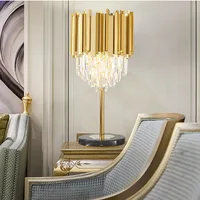 Modern crystal luxury desk lamp floor lamp bedroom bedside lamp living room creative gold desk lamp