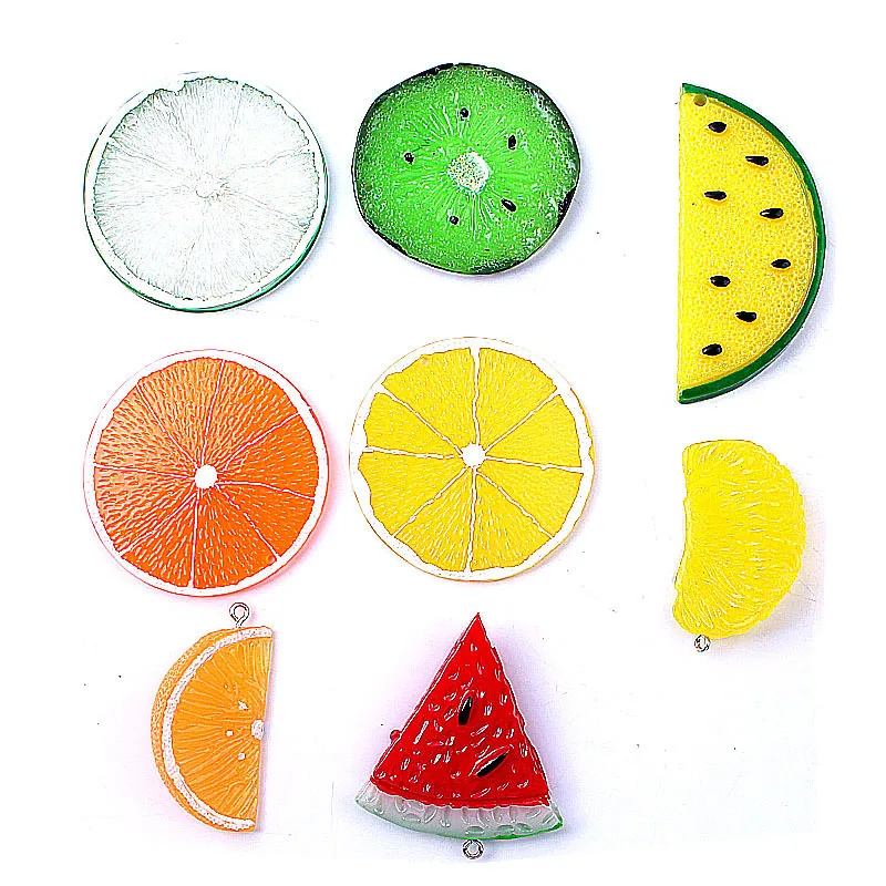 

5/10pcs Fruit Lemon Resin Earring Charms Orange Watermelon Food Keychain Necklace Pendant Jewlery Findings DIY Supplies