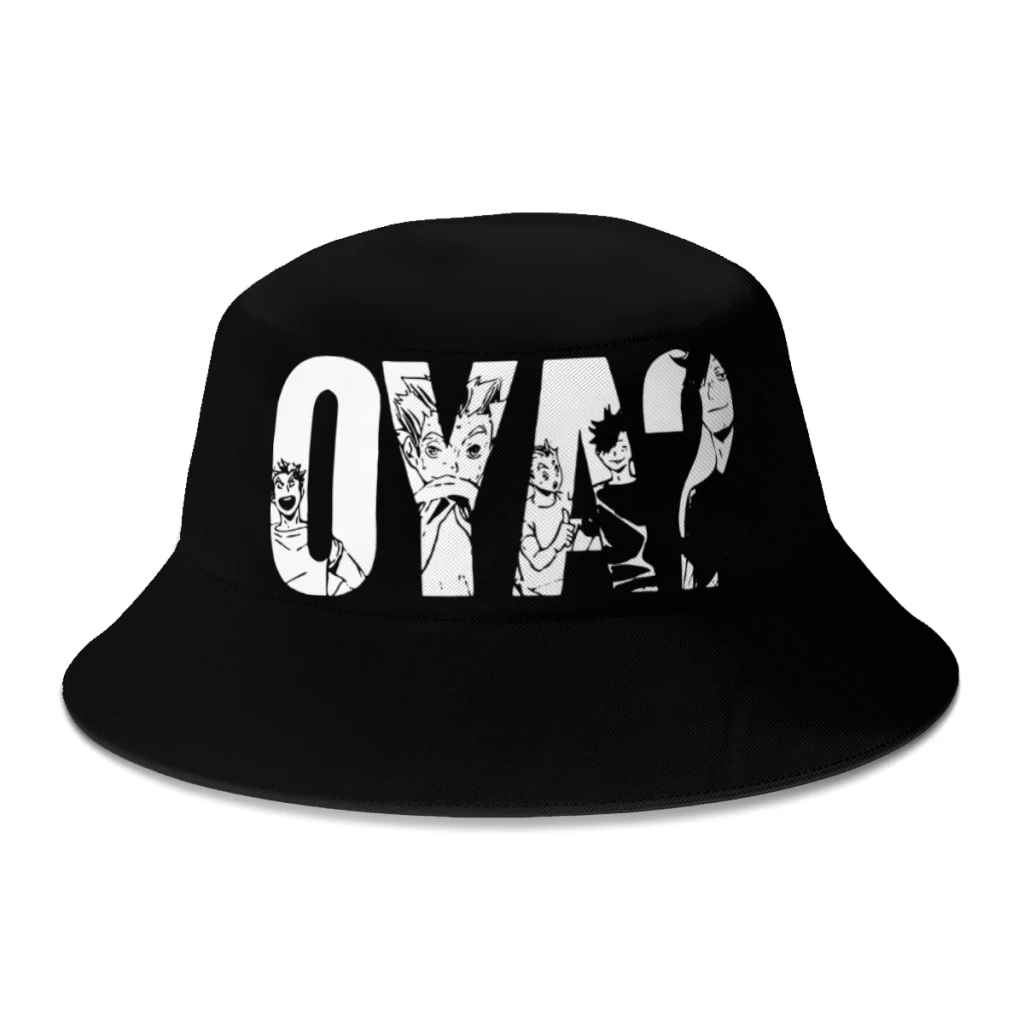 

2022 New Summer HAIKYUU OYA OYA OYA Bucket Hat for Women Men Beach Foldable Bob Fishing Fisherman Hats Girls Boys Boonie Hat