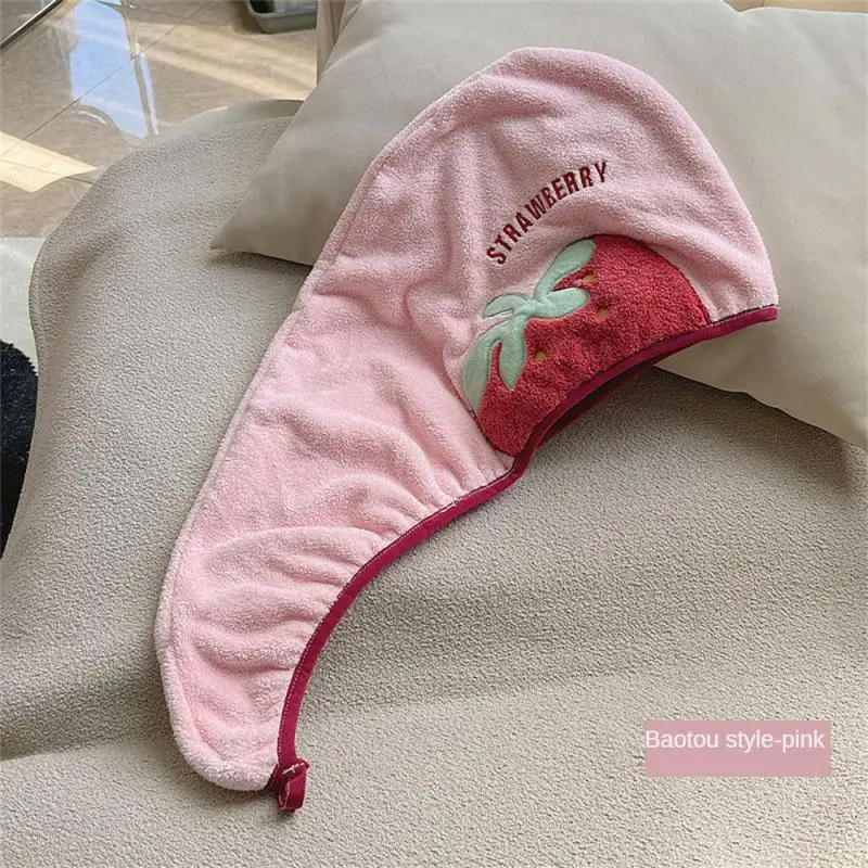 

Strawberry Hair Drying Womens Bath Thickened Quick-drying Head Towel Toiletries Embroidered Towel Strong Water Absorbing