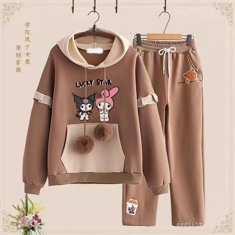 

Sanrio Kuromi Hooded Sweatshirt Set Leisure Anime Figure Spring Autumn Sportswear Coat for Kids Girl Cartoon Cute Hot New Style
