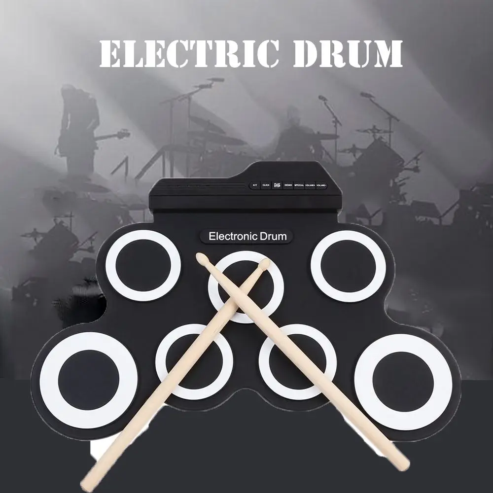 

Built-in Metronome Digital Silicone Portable Roll up Drum Electronic Drum USB 7 Hand Roll Drum