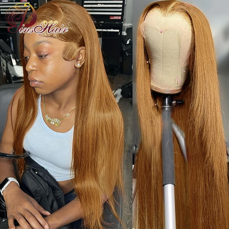 Ginger Blonde Lace Front Wigs For Women 13x4 Human Hair Lace Frontal Wigs PrePlucked Peruvian Colored Blonde Straight Human Hair