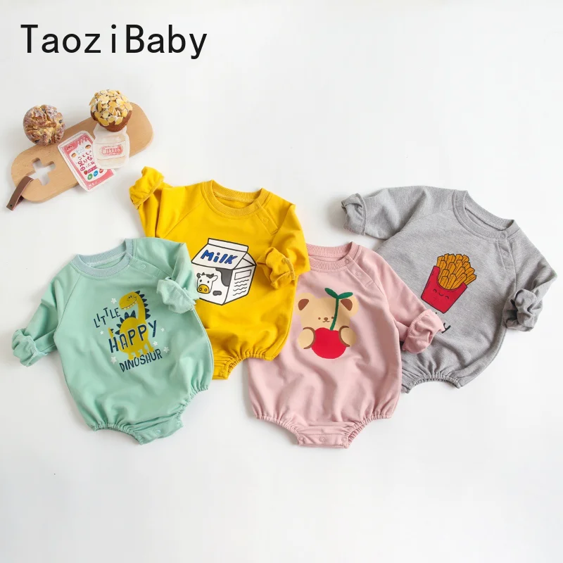 

Комбинезоны для новорожденных Весенние Новые комбинезоны с мультяшным рисунком для мальчиков и девочек модная Стильная хлопковая треугол...