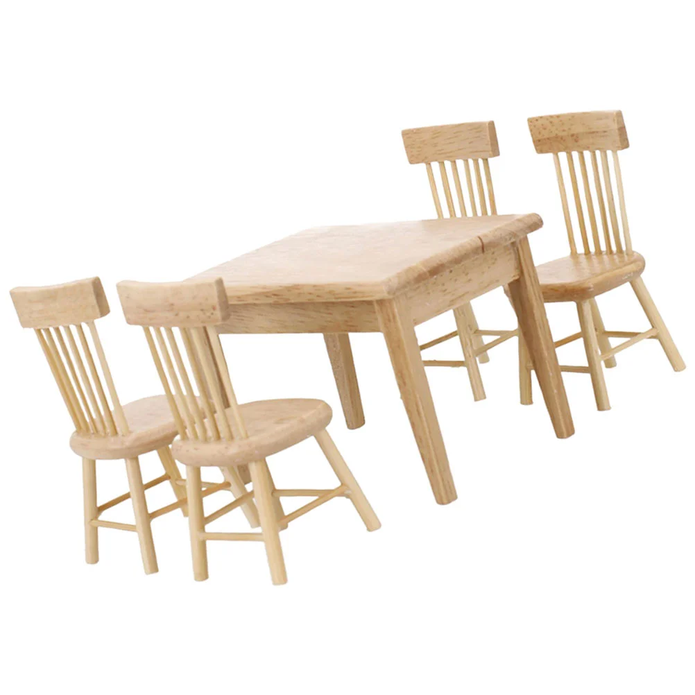 

Dollhouse Accessories Dining Room Table Set Miniature Thing Food Play Mini Chair Crafts Wooden Garden Miniatures Decor Child