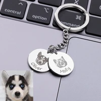 custom pet keychain stainless steel custom dog keychain personalized gift for dad fathers day gift dog mom dog dad gift grandpa