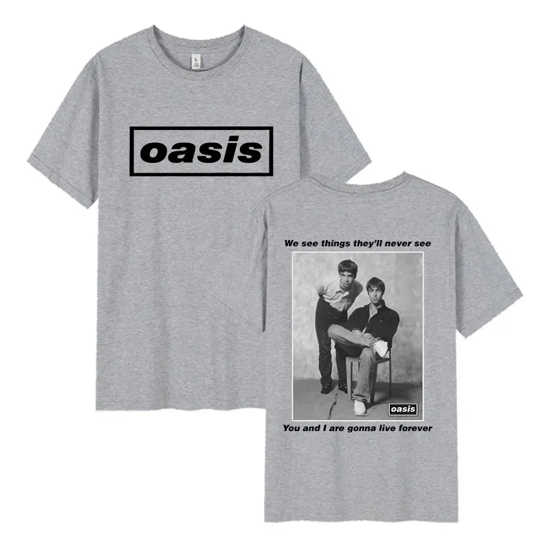 90s Vintage O-Oasis Graphic T-Shirt British Band Hip Hop Short Sleeve T-Shirts Men's Cotton Oversized T Shirt Unisex Streetwear