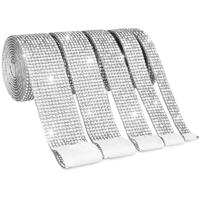 

Самоклеящиеся стразы с кристаллами, 5 рулонов, Бриллиантовая лента, блестящие ленты для декоративно-прикладного искусства, украшения автом...