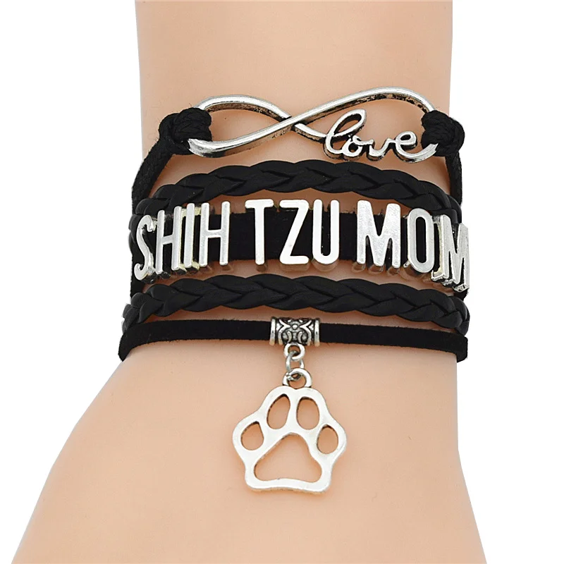 Кожаные браслеты ручной работы в античном стиле для собак Infinity Love Shih Tzu щенков и