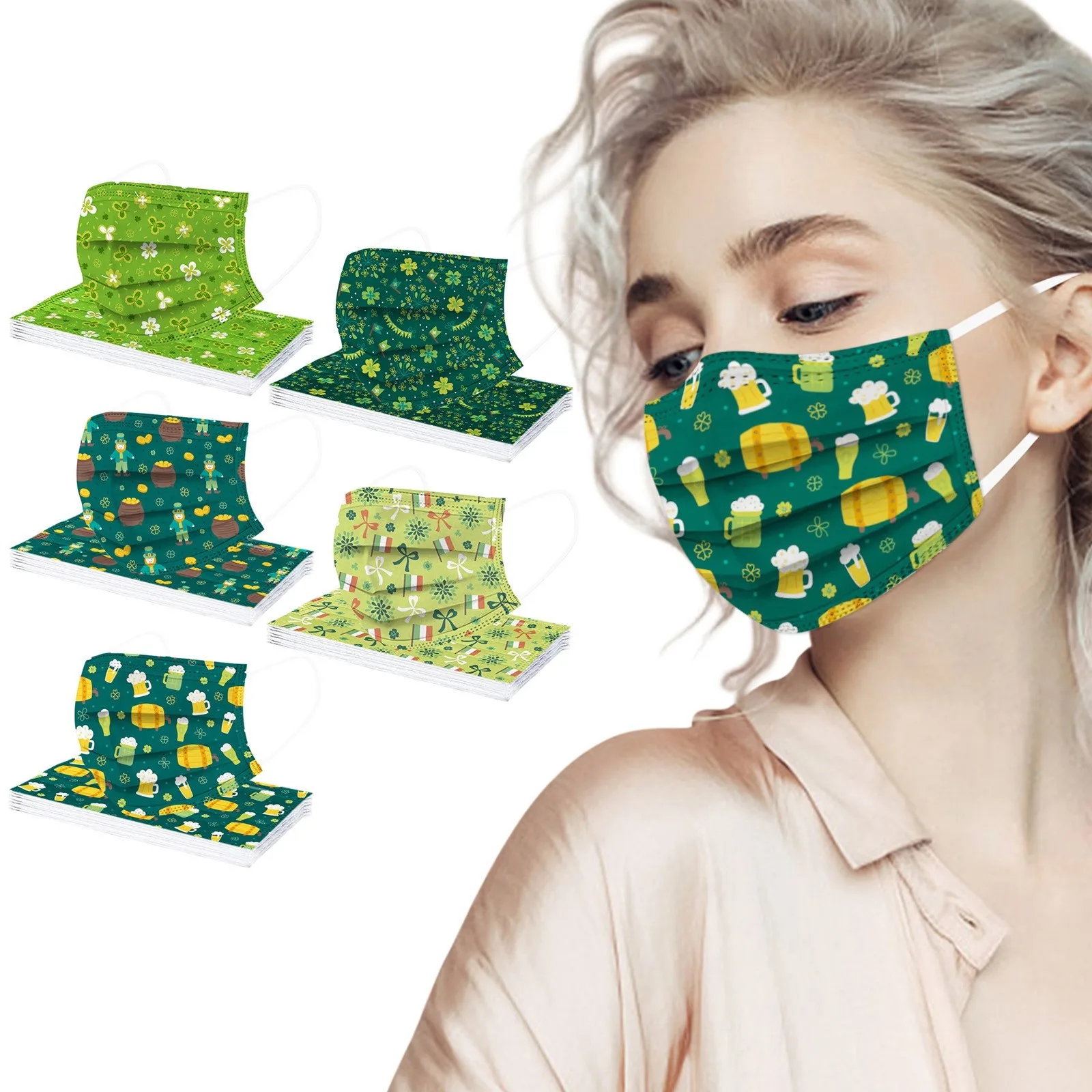 10 шт. одноразовые маски для лица с цветочным принтом |