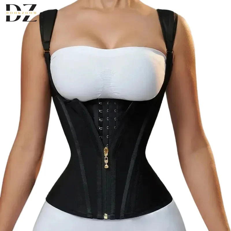 Корсет утягивающий двойной на молнии и с крючками для коррекции фигуры живота
