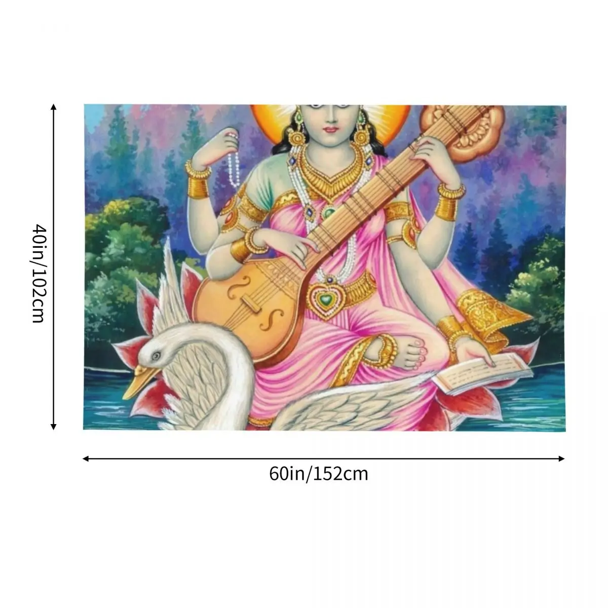 Saraswati Mata живопись гобелен украшение стены декор ванной комнаты японский