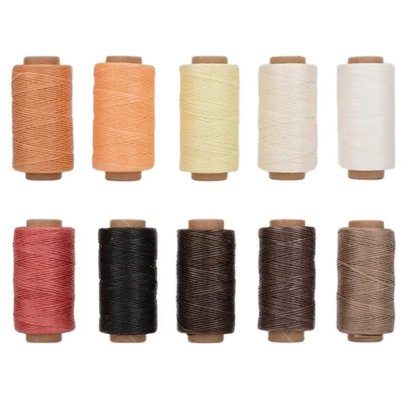 

Multi Color Flat 0.8mm 50m Waxed Braided Thread Cord Cordage Leather Work Hand Sewing Stitching Craft Tool