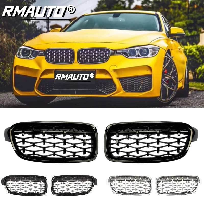

RMAUTO Car Front Bumper Grille Racing Grill Diamond Kidney Grill M Style For BMW 3 Series F30 F31 320I 325I 328I 330I 2012-2018