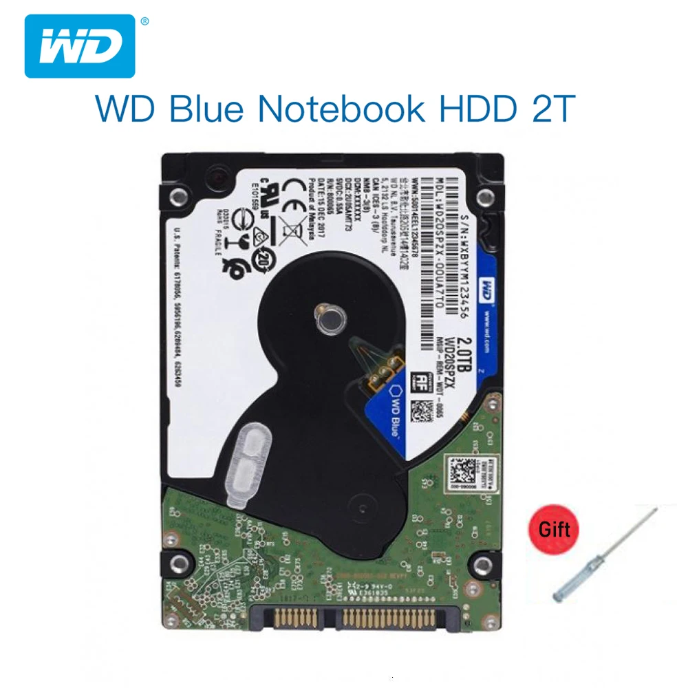Western Digital WD Blue 2TB Hard Disk Drive Internal HDD 5400 RPM SATA 6Gb/s 128MB Cache 2.5 Inch 7mm WD20SPZX for Notebook PS4