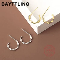 bayttling 2022 new arrivals silver color simple twisted round stud earrings for women fashion wedding jewelry gifts