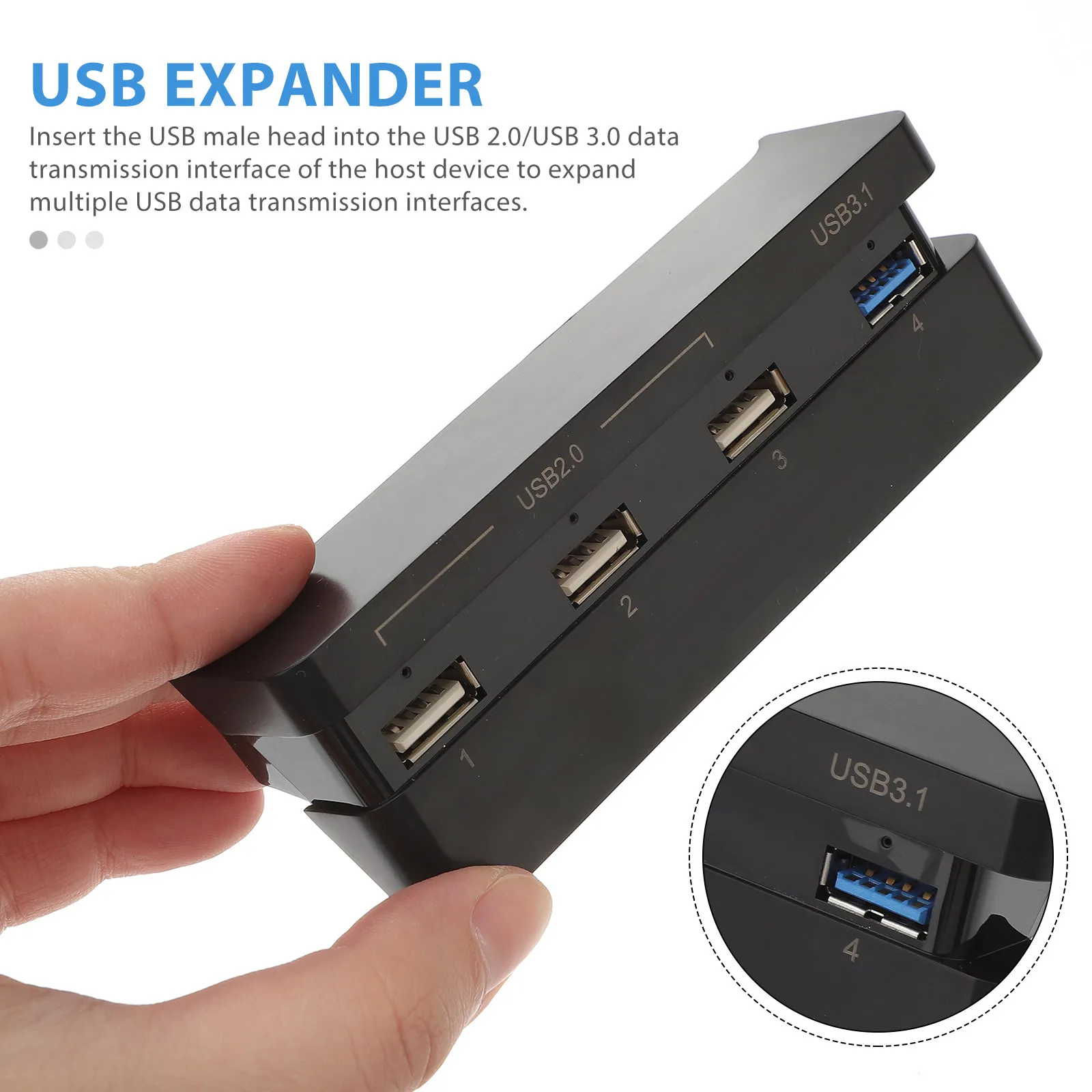 Фото USB-хаб-расширитель для игровых консолей, совместимый с PS4 Slim, ПК, ноутбуками, USB 2.0/3.1, поддержка нескольких устройств, не требует драйверов №4