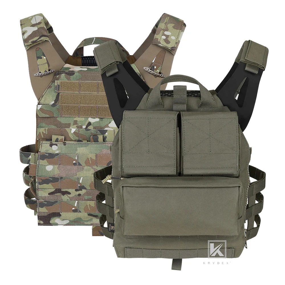 KRYDEX JPC 2.0 Jump Plate Carrier Zip-on Backpack Bag Tactical Hunting MOLLE Vest Camouflage Militray Multicam Ranger Green
