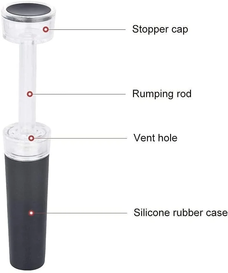 Вакуумная пробка для винных бутылок Многоразовая со встроенным вакуумным