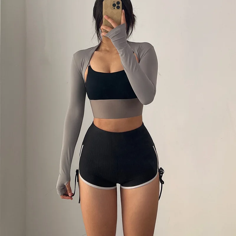 Балетная шаль для танцев женские рубашки с длинным рукавом йоги кроп-топ фитнеса