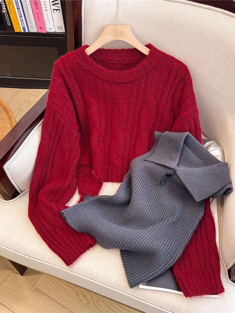 Женский абрикосовый пуловер свитер Harajuku Y2k вязаные кашемировые свитера с