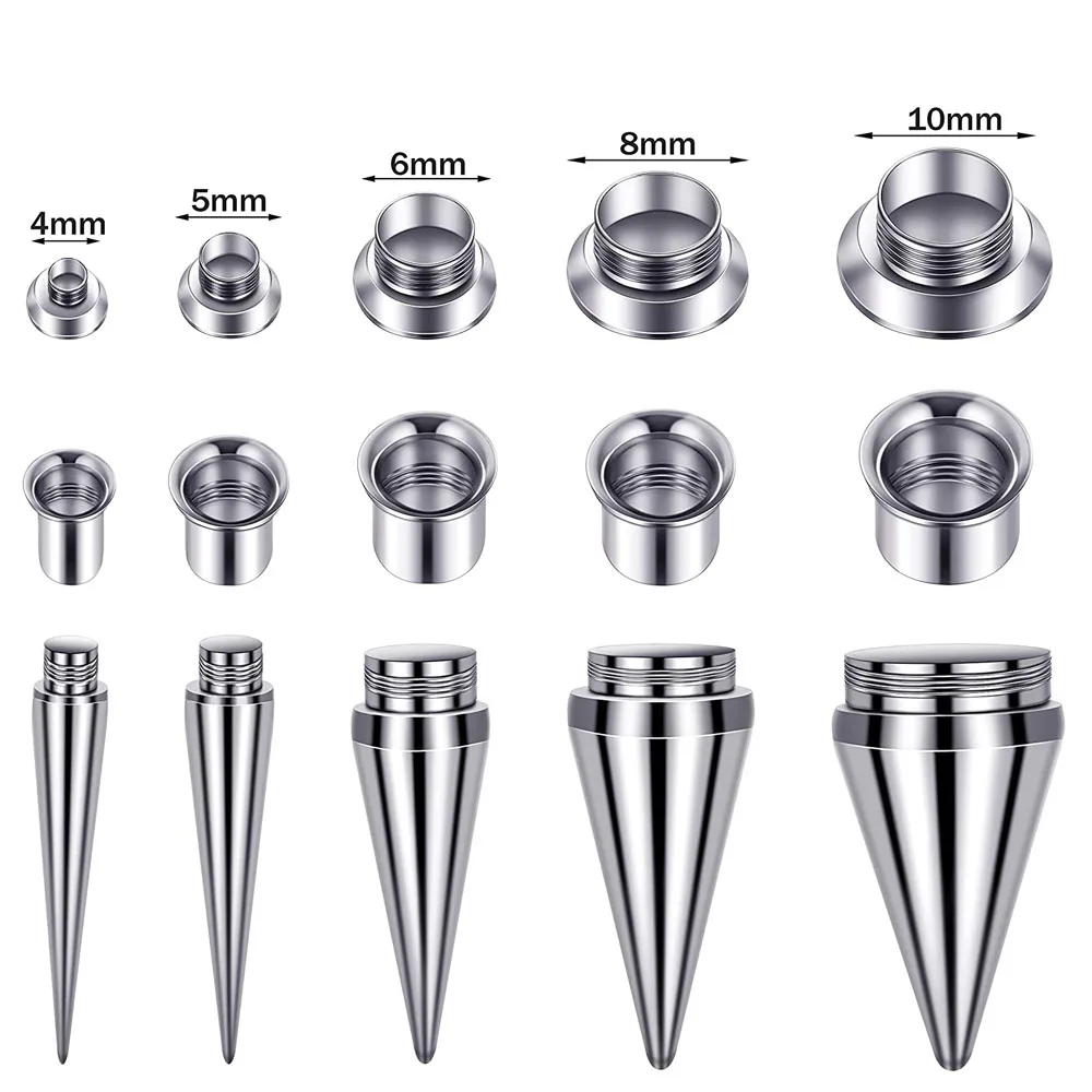 2 in 1 Stainless Steel Screw Fit Interchangeable Taper Plug Piercing Ear Tunnel Stretcher Expander 6G 4G 2G 0G 00G Gauge images - 6