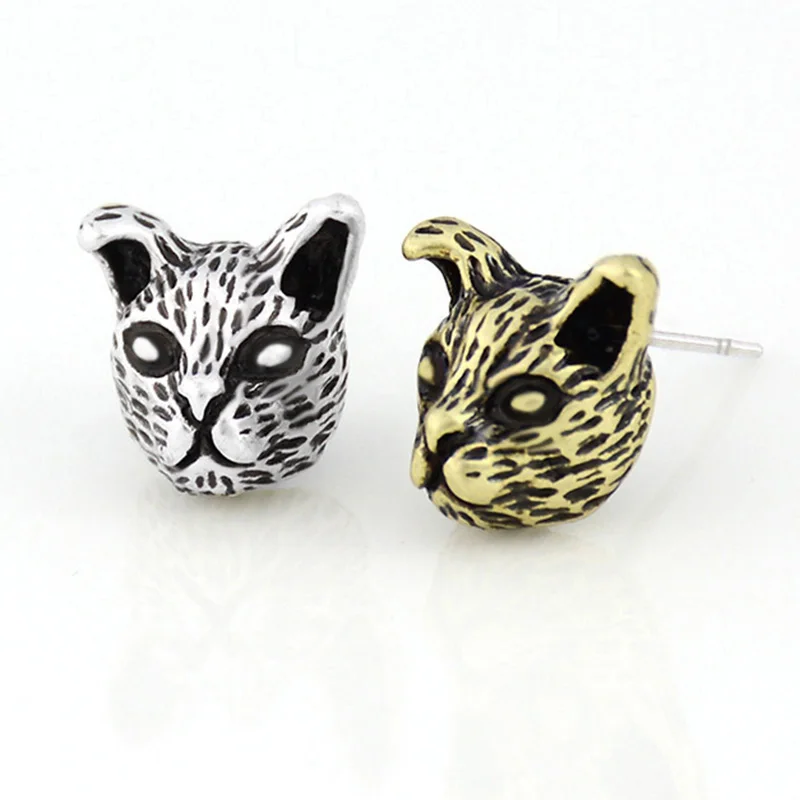 Винтажные серьги-гвоздики в стиле бохо серебряного цвета с милым