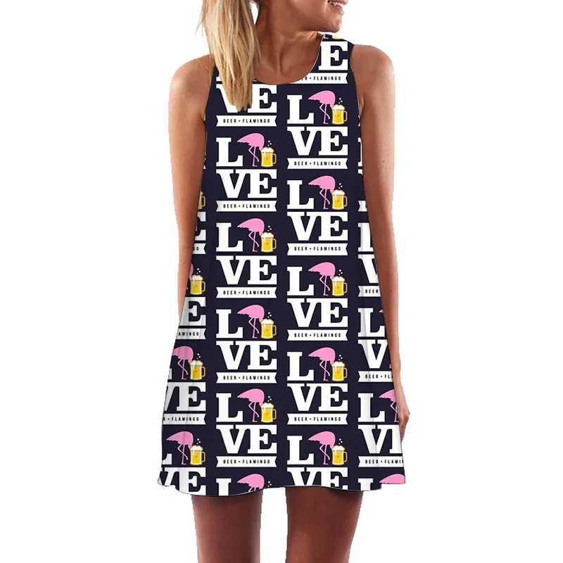 Женское короткое платье с круглым вырезом свободное повседневное