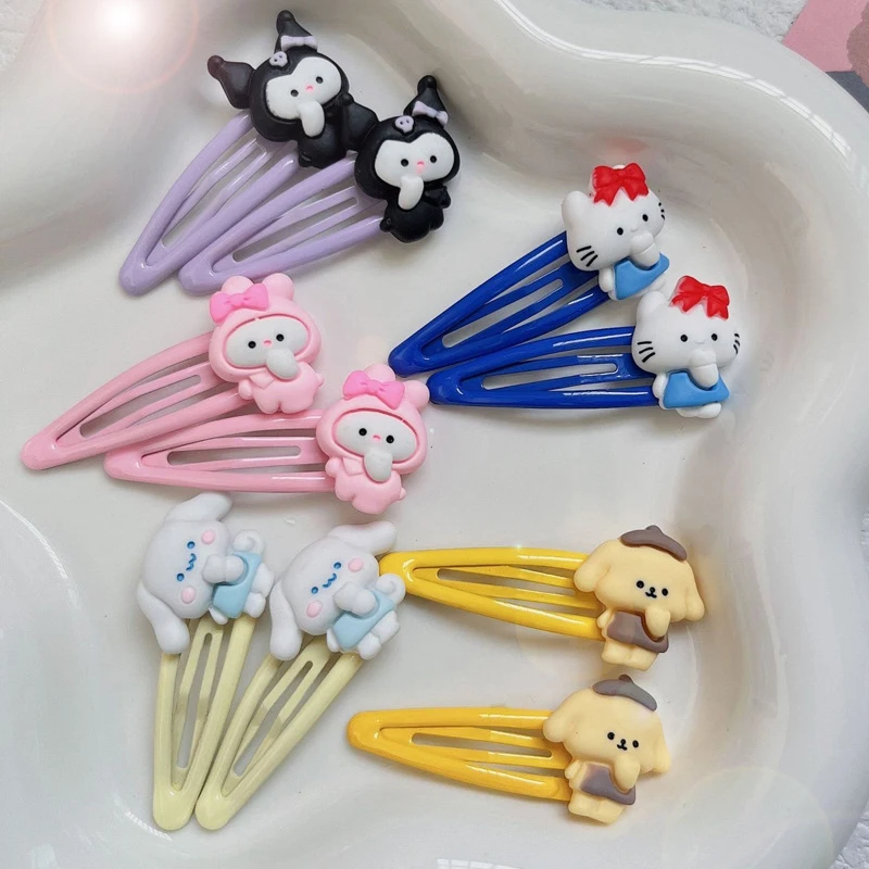 

Kawaii Hellocakt Kuromi Cinnamoroll Pom Pom Purin Sanriso Accessories Cute Card Issuance Bb Clip Fixed Hair Accessories Kids Toy