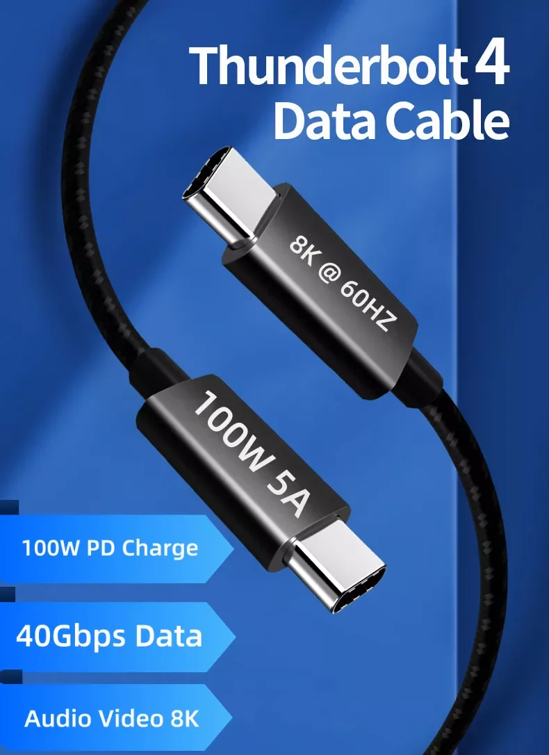 

NEW2023 USB-IF Thunderbolt 4 Cable Thunderbolt 40 GB Data Transfer 100W Power Charging Compatible with Thunderbolt 3 Cable USB4