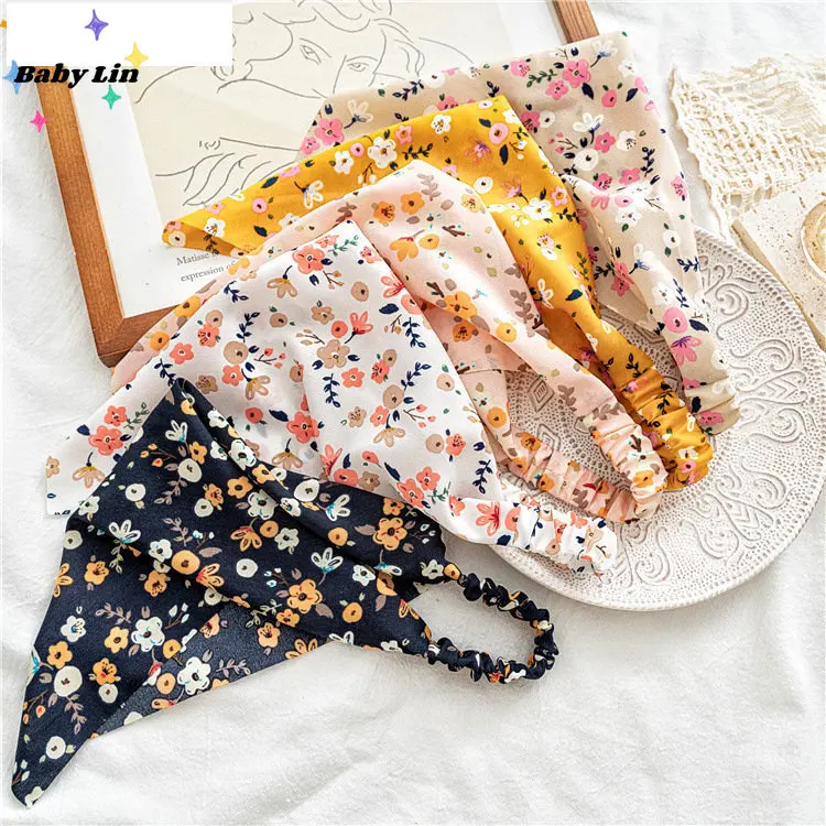 

Женские винтажные резинки для волос, треугольные эластичные повязки на голову с цветочным принтом, в стиле бохо, аксессуары для волос, 2023