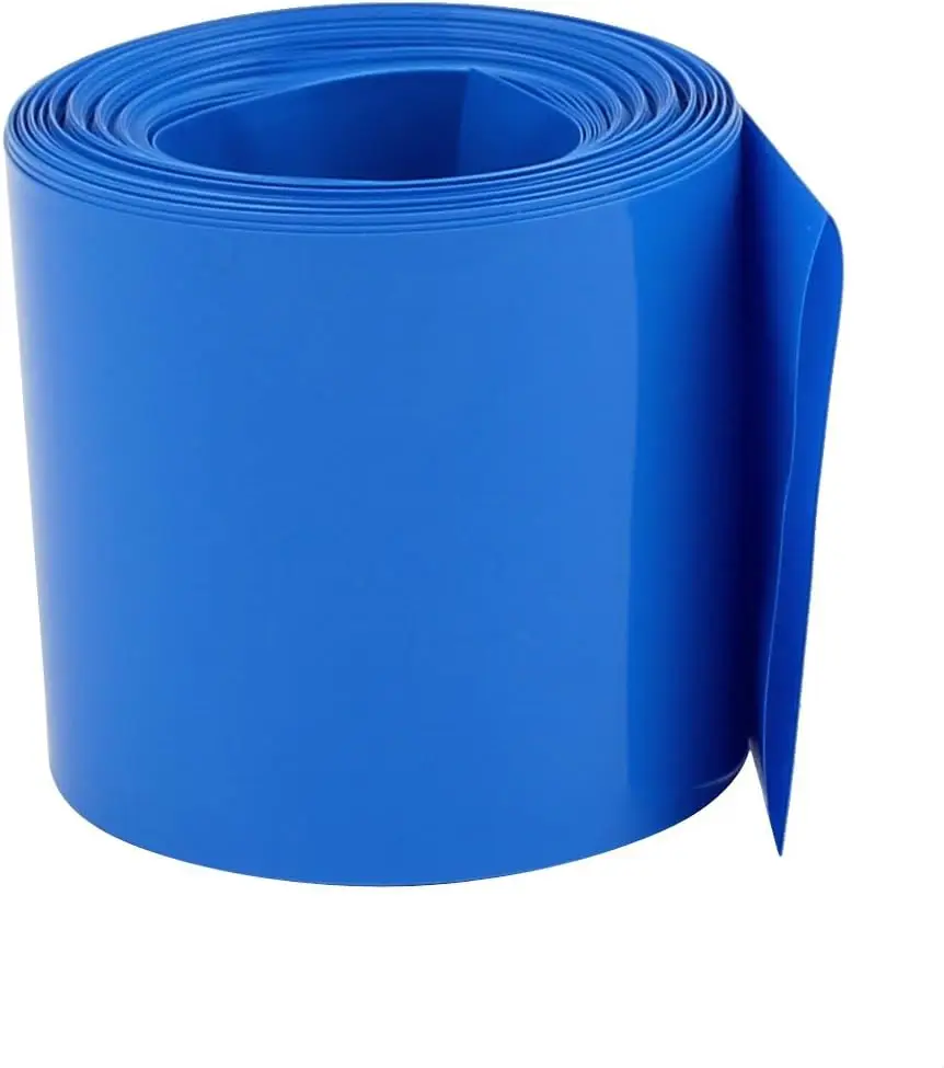 

65mm Flat Width 5.5M Length PVC Heat Shrink Tube Blue for 18650 Batteries