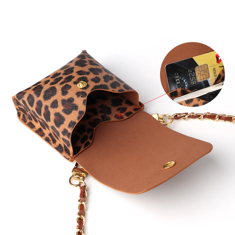 Crossbody Multifunctional Storage Ladies Leather Leopard Print for Samsung Z Flip3 Flip4 Pocket50 Universal Folding Phone Bag