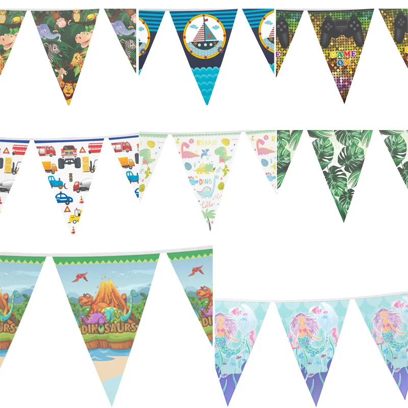 

New Cute Cartoon Pennant Birthday Party Decoration Items Holiday Theme Supplies Dress Up Scene